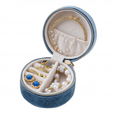 Органайзер шкатулка Casegrace SP-01306 для украшений и ювелирных изделий бархатная на молнии Blue