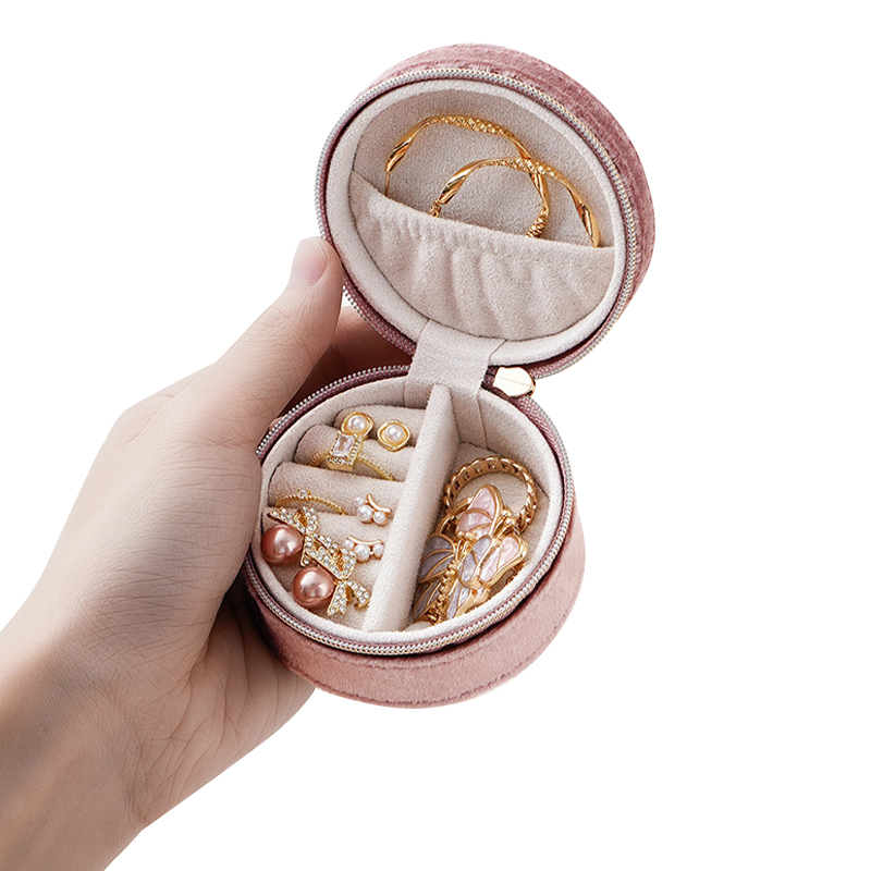 Органайзер шкатулка Casegrace SP-01306 для украшений и ювелирных изделий бархатная на молнии Pink