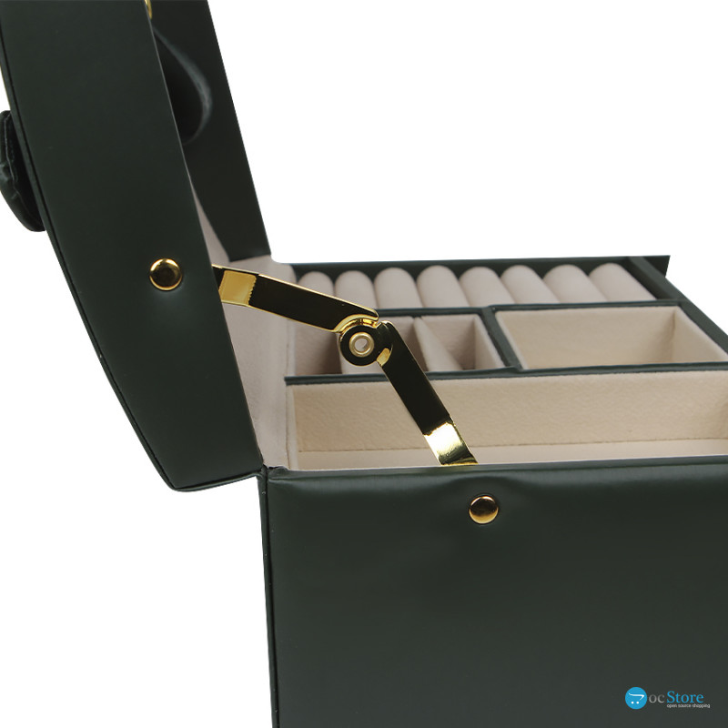 Шкатулка Casegrace SP-01111 для украшений и ювелирных изделий трехуровневая с зеркалом Green