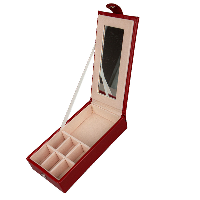 Шкатулка Casegrace SP-01130 для украшений и ювелирных изделий с зеркалом на замке с ключом Red