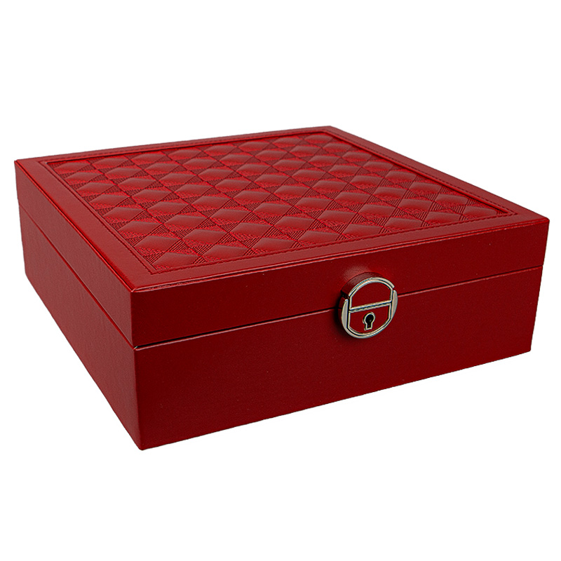 Шкатулка Casegrace SP-01130 для украшений и ювелирных изделий с зеркалом на замке с ключом Red