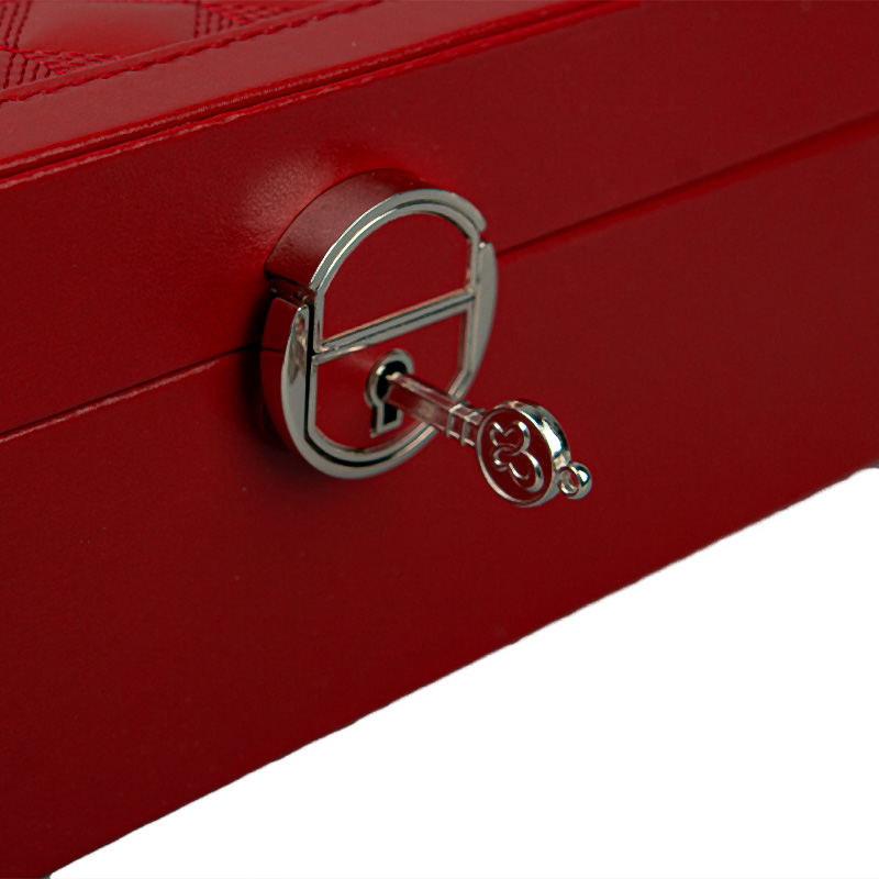 Шкатулка Casegrace SP-01130 для украшений и ювелирных изделий с зеркалом на замке с ключом Red