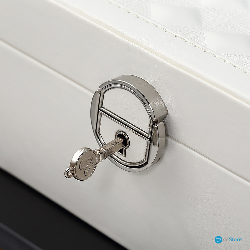 Шкатулка Casegrace SP-01130 для украшений и ювелирных изделий с зеркалом на замке с ключом White