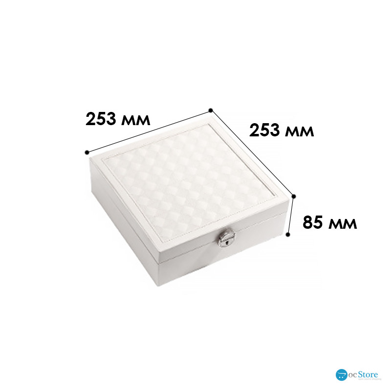 Шкатулка Casegrace SP-01130 для украшений и ювелирных изделий с зеркалом на замке с ключом White