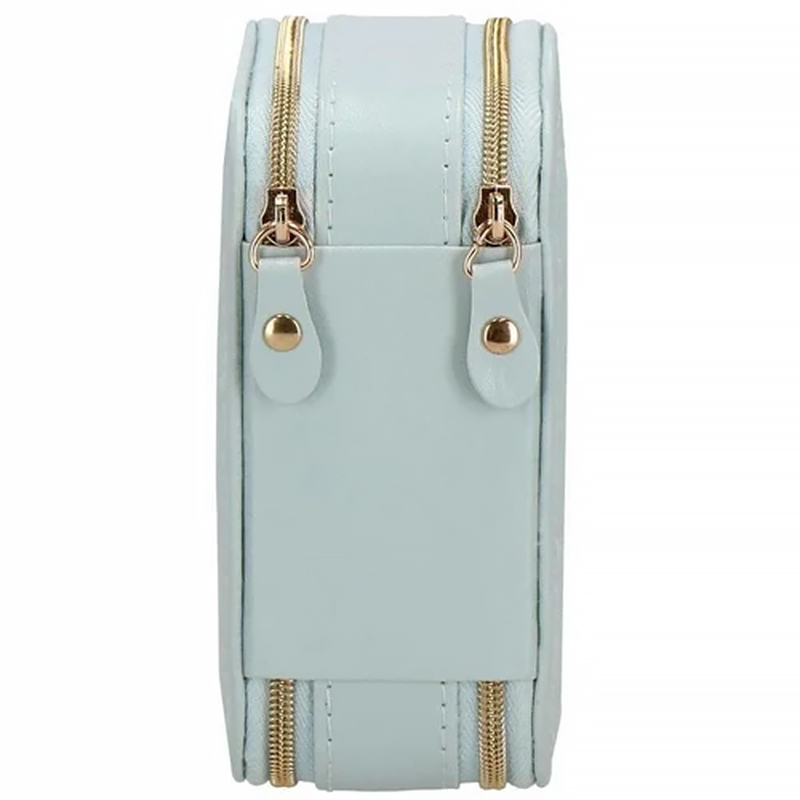 Шкатулка Casegrace SP-01167 для украшений и ювелирных изделий портативная с зеркалом и двойной молнией 11,5*8,5*5 см Blue