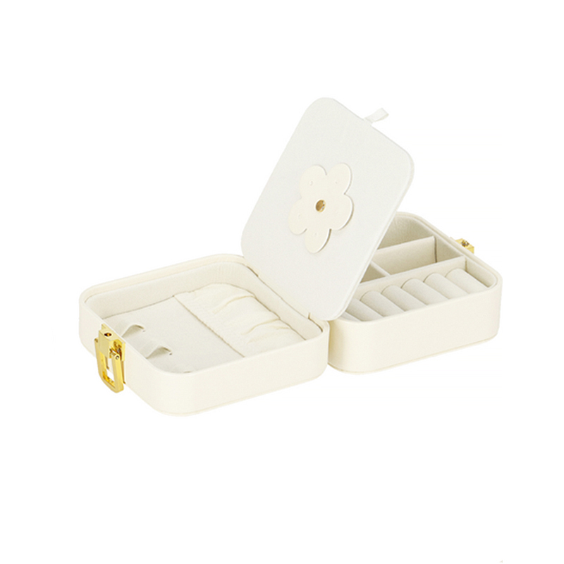 Шкатулка Casegrace SP-01194 для украшений и ювелирных изделий портативная с зеркалом на защелке White