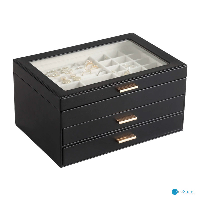 Шкатулка Casegrace SP-01223 для украшений и ювелирных изделий трехуровневая 26,5*18*13,5 см Black