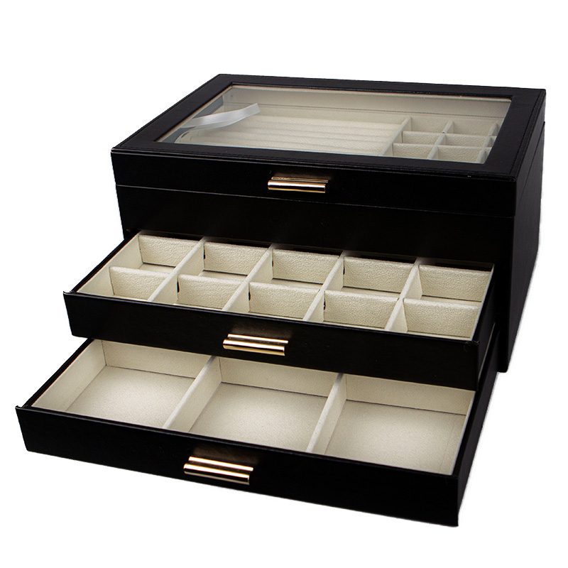 Шкатулка Casegrace SP-01223 для украшений и ювелирных изделий трехуровневая 26,5*18*13,5 см Black