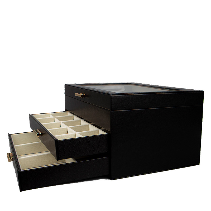 Шкатулка Casegrace SP-01223 для украшений и ювелирных изделий трехуровневая 26,5*18*13,5 см Black