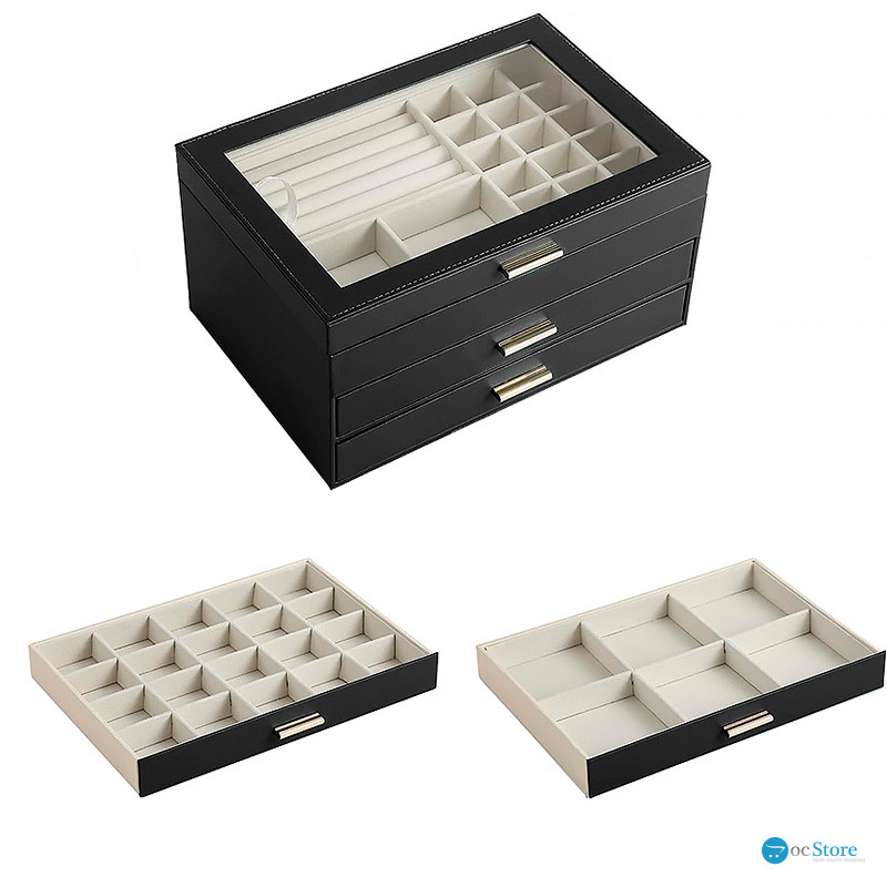 Шкатулка Casegrace SP-01223 для украшений и ювелирных изделий трехуровневая 26,5*18*13,5 см Black
