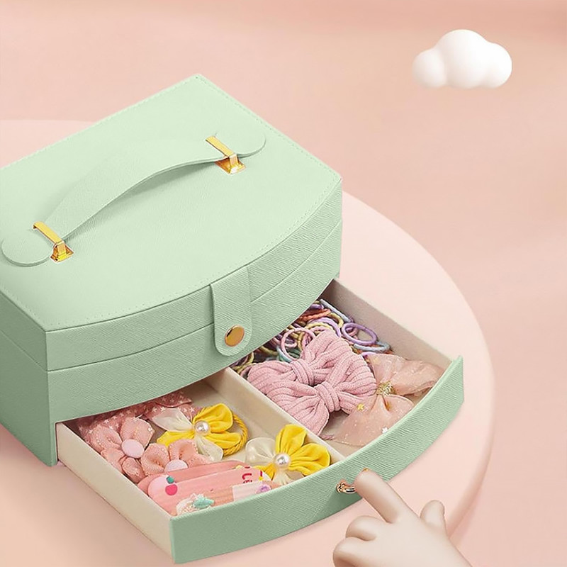 Шкатулка Casegrace SP-01245 для украшений и ювелирных изделий двохуровневая с зеркалом и ручкой 20*15*10 см Tiffany