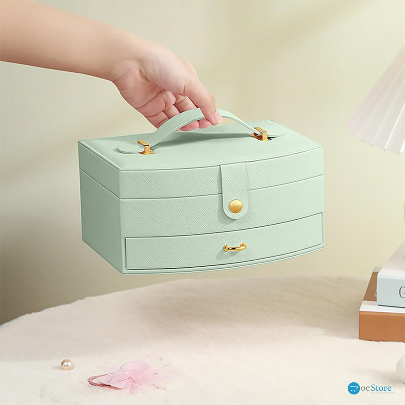 Шкатулка Casegrace SP-01245 для украшений и ювелирных изделий двохуровневая с зеркалом и ручкой 20*15*10 см Tiffany