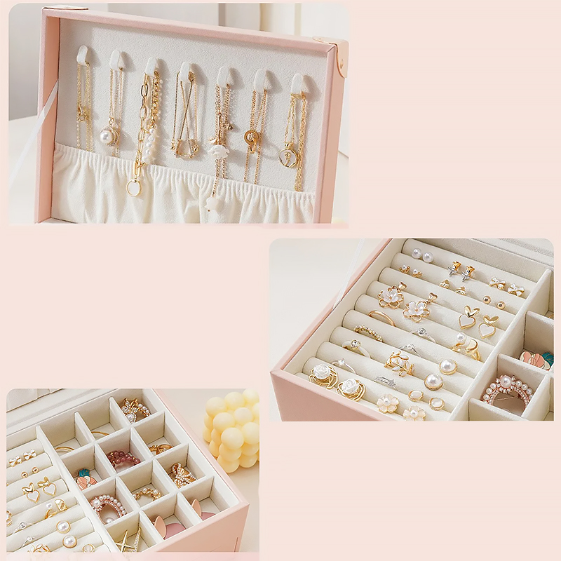 Шкатулка Casegrace SP-01261 для украшений и ювелирных изделий двухуровневая  23*17*12 см Pink