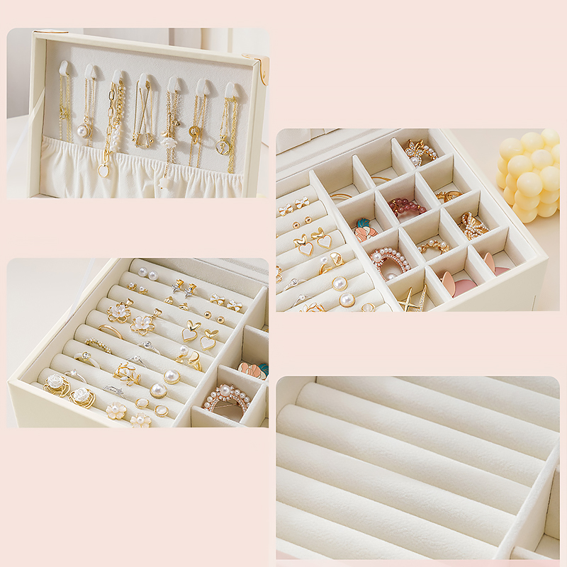 Шкатулка Casegrace SP-01261 для украшений и ювелирных изделий двухуровневая  23*17*12 см White