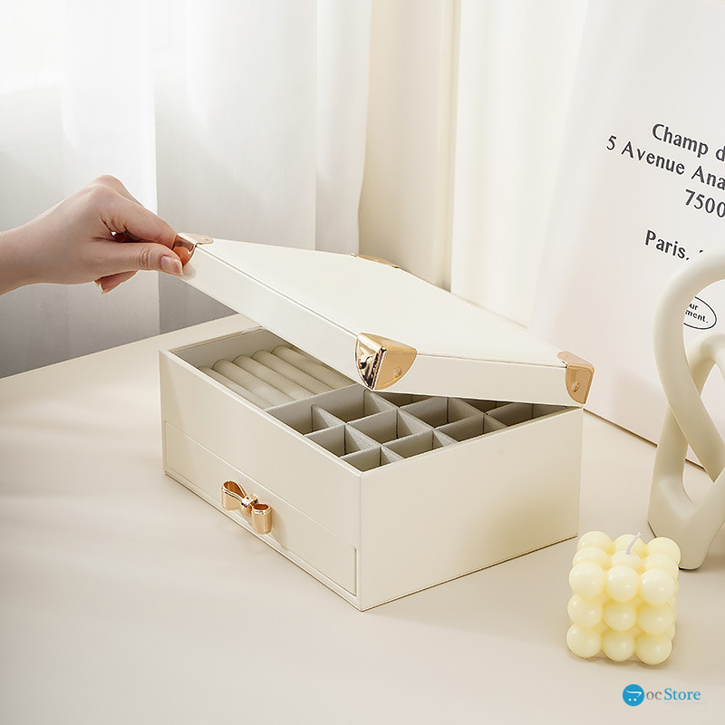 Шкатулка Casegrace SP-01261 для украшений и ювелирных изделий двухуровневая  23*17*12 см White