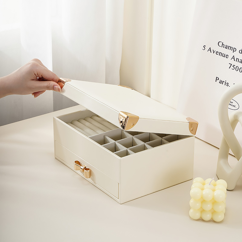 Шкатулка Casegrace SP-01261 для украшений и ювелирных изделий двухуровневая  23*17*12 см White