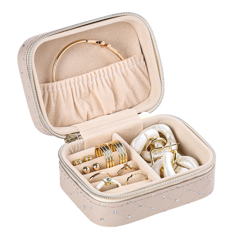 Шкатулка Casegrace SP-01304-B для украшений и ювелирных изделий портативная с молнией Beige