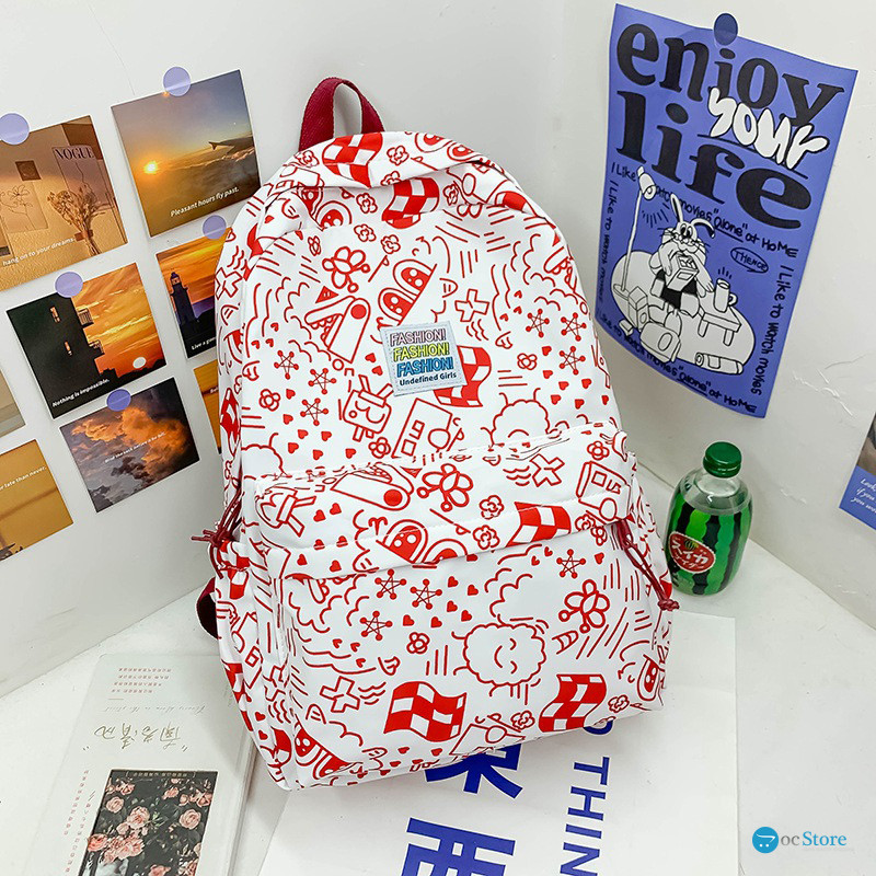 Рюкзак подростковый 5154 с рисунками 20-35 л Red