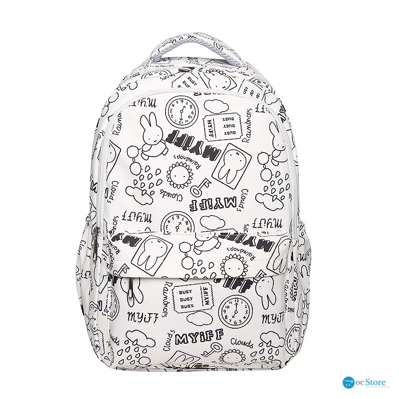 Рюкзак подростковый 601928 с надписями и рисунками 20L White