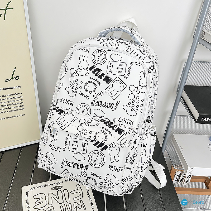 Рюкзак подростковый 601928 с надписями и рисунками 20L White