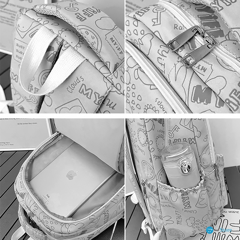 Рюкзак подростковый 601928 с надписями и рисунками 20L White
