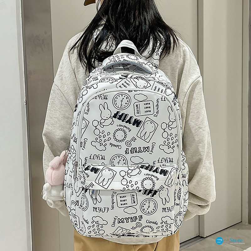 Рюкзак подростковый 601928 с надписями и рисунками 20L White