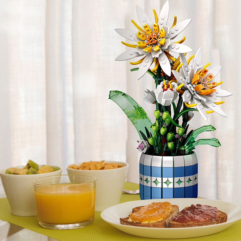 3D конструктор набор строительных блоков JIE-STAR 9033 Epiphyllum Bonsai 835 деталей пластиковый