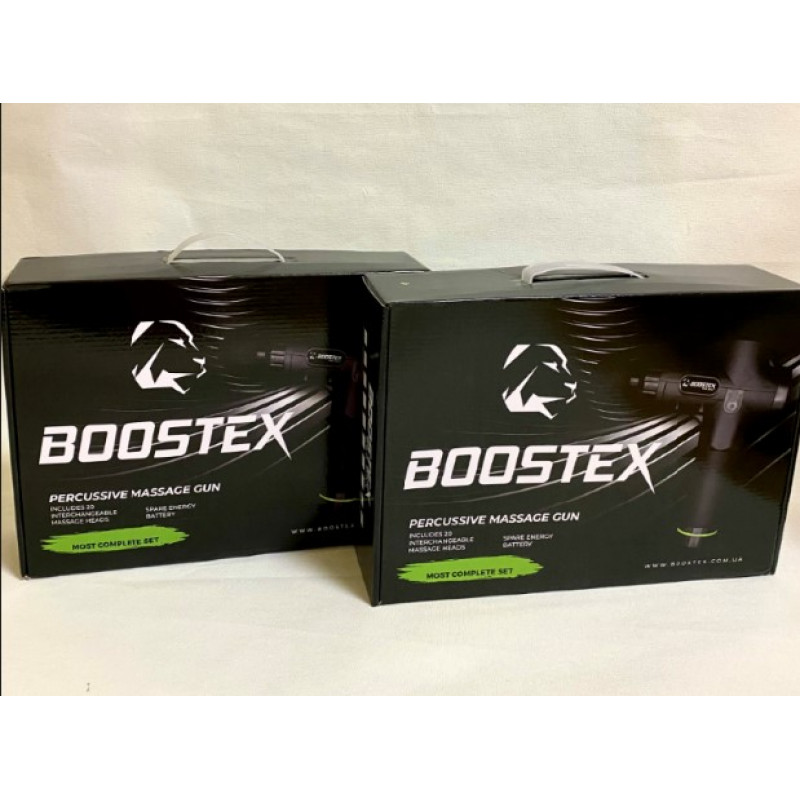 Безкоштовна доставка. Ударний перкусійний масажер Boostex (massage gun) 30 режимів, 21 насадка, батарея