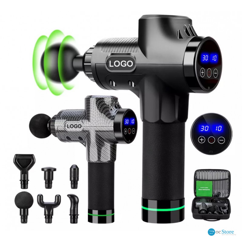 Перкусійний ударний масажер Rlaxyoo S3 Massage Gun  (12 насадок) 30 режимів (Карбон)