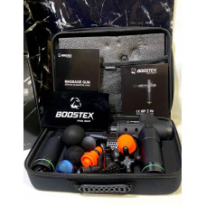Увага новинка. Ударний перкусійний масажер Boostex PRO MАХ-30 режимів +20 насадок +запасна батарея 2500am/h +кейс (Чорний)
