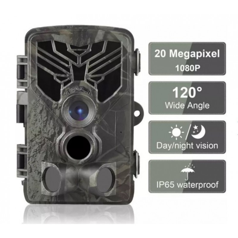 Фотопастка Suntek HC-810A з датчиком руху та нічним зніманням, огляд 120°, дальність 20 м, захист IP65. Камера для охорони території.