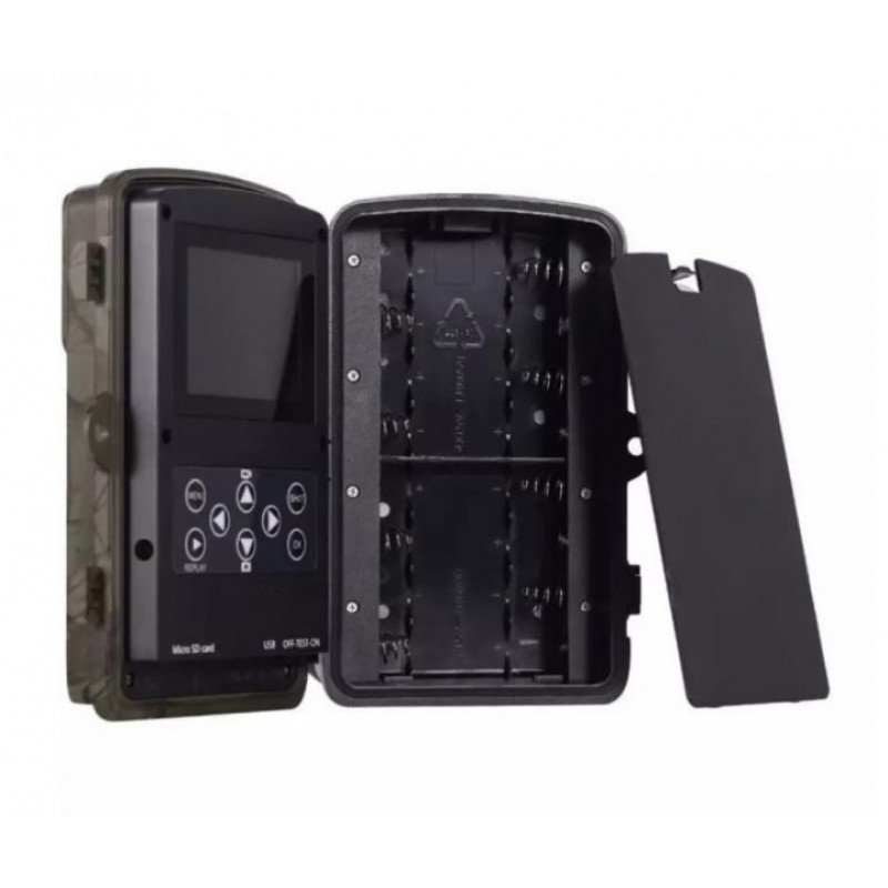 Фотопастка Suntek HC-810A з датчиком руху та нічним зніманням, огляд 120°, дальність 20 м, захист IP65. Камера для охорони території.