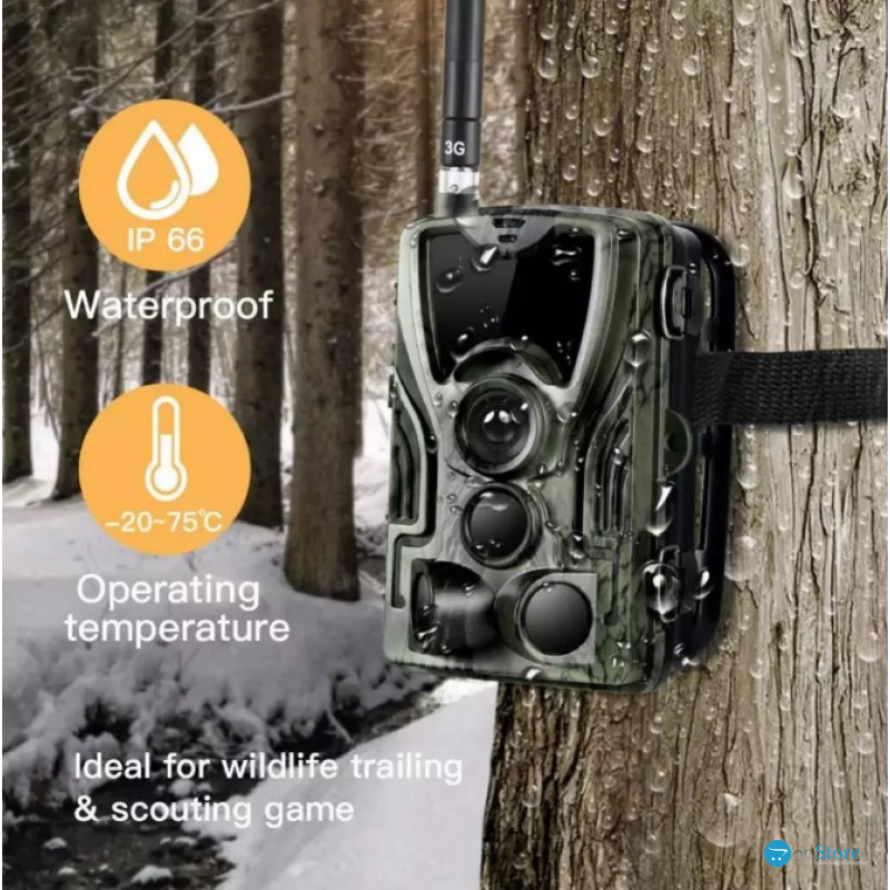 Фотопастка Suntek HC 801M з GSM модулем G2, огляд 120°, нічна зйомка, датчик руху, захист IP65, дальність 25 м.