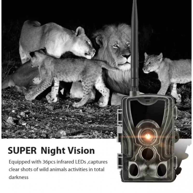 Фотопастка Suntek HC 801M з GSM модулем G2, огляд 120°, нічна зйомка, датчик руху, захист IP65, дальність 25 м.