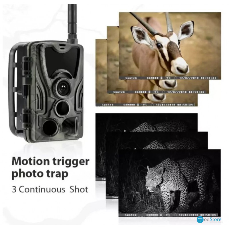Фотопастка Suntek HC 801M з GSM модулем G2, огляд 120°, нічна зйомка, датчик руху, захист IP65, дальність 25 м.