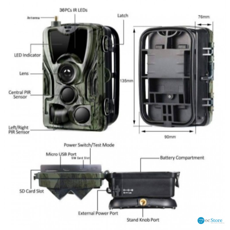Фотопастка Suntek HC 801M з GSM модулем G2, огляд 120°, нічна зйомка, датчик руху, захист IP65, дальність 25 м.