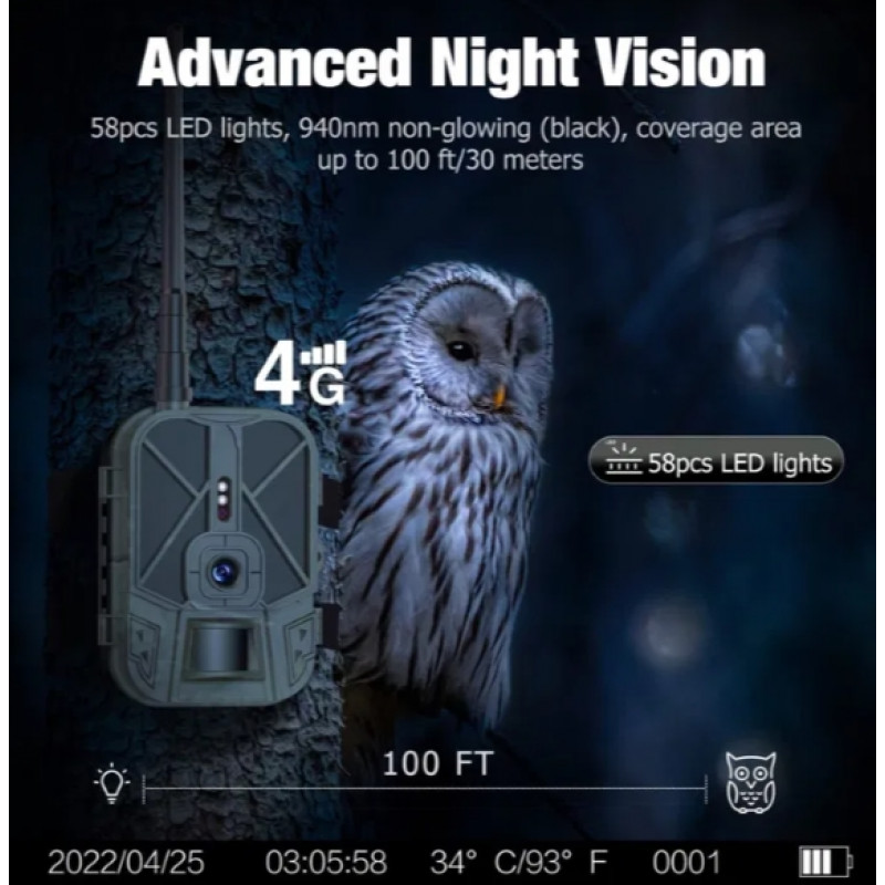 Фотопристрій HC940 LTE PRO з передачею даних, акумулятором 10000mAh, 4G, відео 4K, фото 30МП