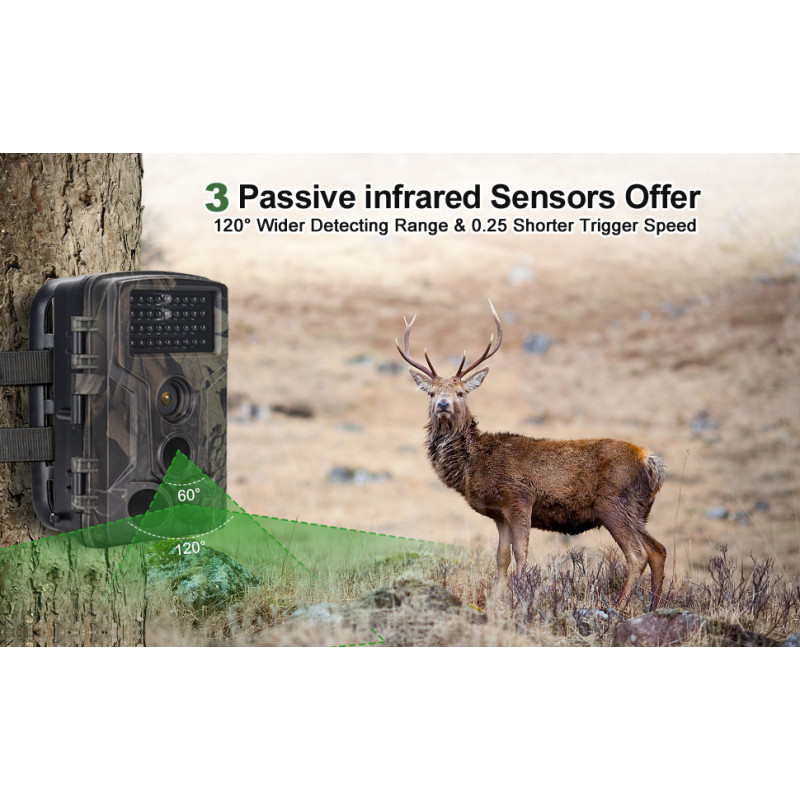 Фотопастка Suntek WiFi802 Plus з дальністю до 20 м, кут огляду 90°, захист IP65.