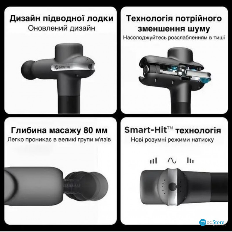 Професійний перкусійний ударний масажер Booster Lightsaber U1 (24V) (Чорний)