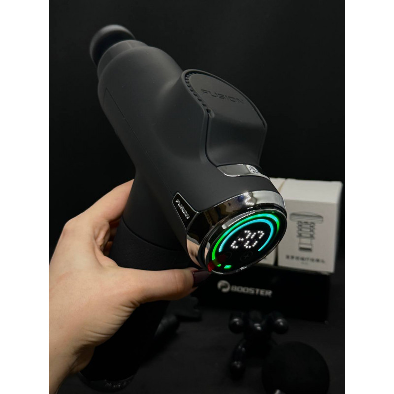 Професійний ударний перкусійний масажер Booster Fusion Black Pro – чорний, для масажу тіла.