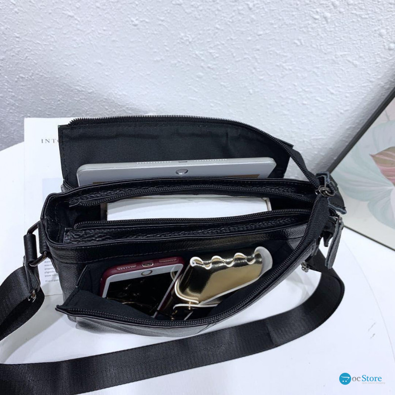 Чоловіча шкіряна сумка-месенджер, барсетка на одне плече 22x26x6 Tiding Bag 75-5271 чорна
