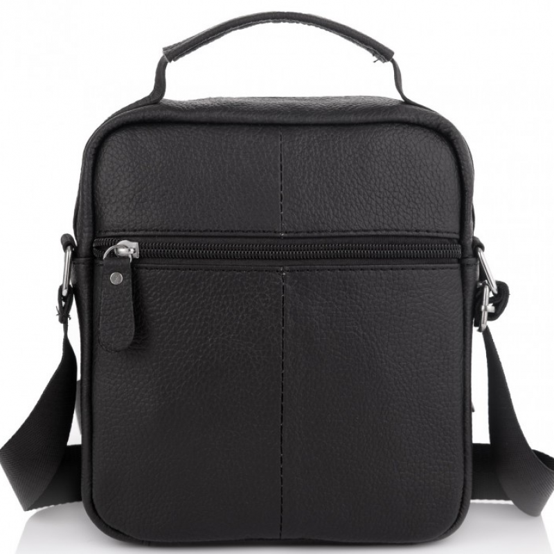 Чоловіча чорна сумка-барсетка 18x22x8, месенджер з натуральної шкіри Tiding Bag M2237A чорний