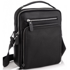 Шкіряна чоловіча сумка-барсетка 21х26х6, месенджер через плече з ручкою Tiding Bag M32432 чорний