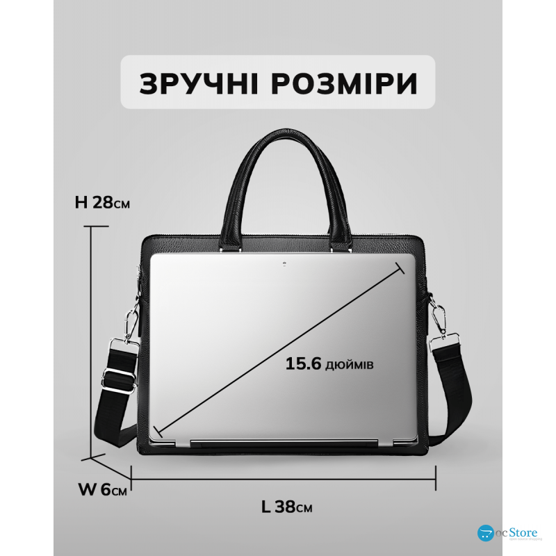 Шкіряна чоловіча ділова сумка 38x29x8, папка портфель для роботи  Tiding Bag 30987 чорна