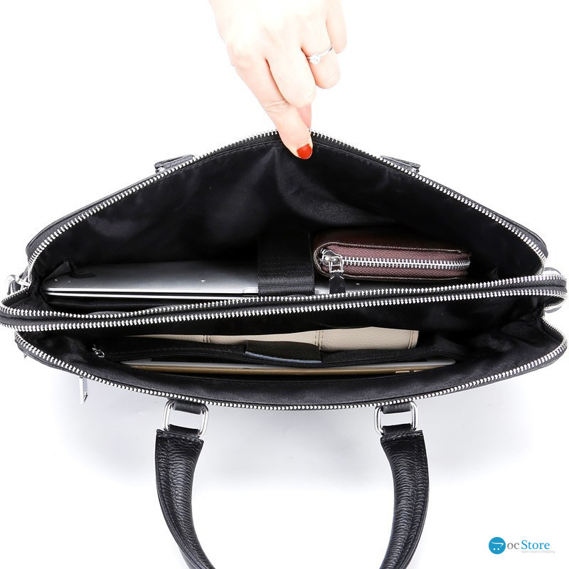 Шкіряна чоловіча ділова сумка 38x29x8, папка портфель для роботи  Tiding Bag 30987 чорна