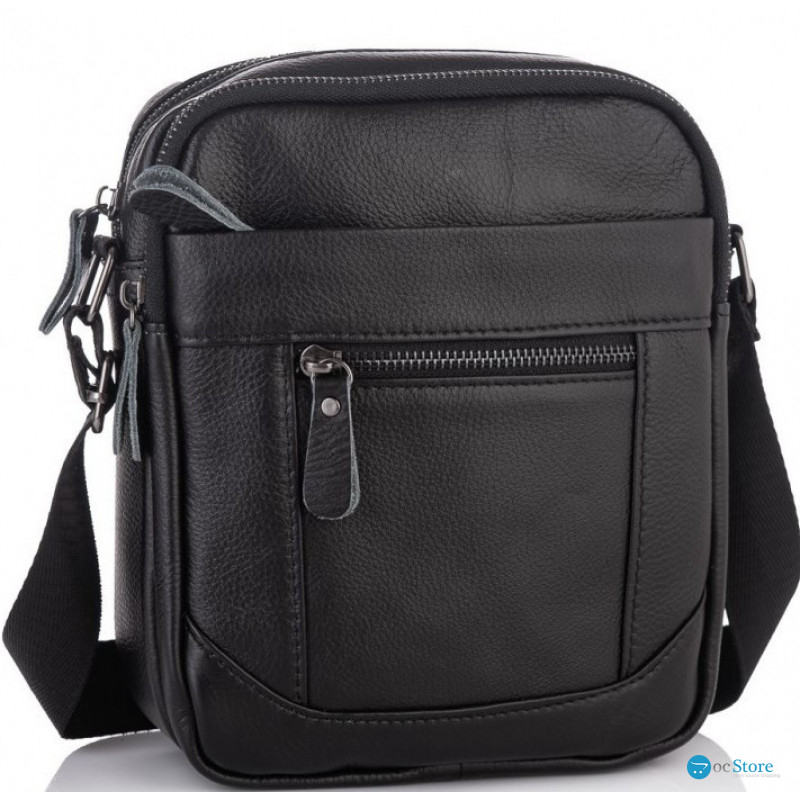 Чоловіча барсетка 18х21х7, сумка шкіряна планшетка через плече Tiding Bag SK N5386 чорна