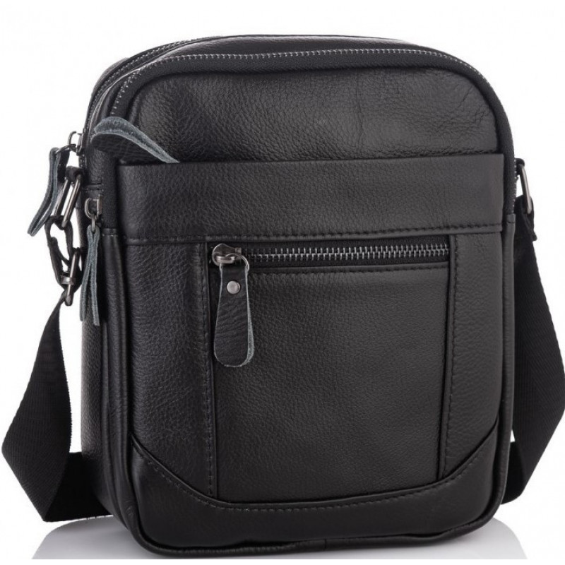 Чоловіча барсетка 18х21х7, сумка шкіряна планшетка через плече Tiding Bag SK N5386 чорна