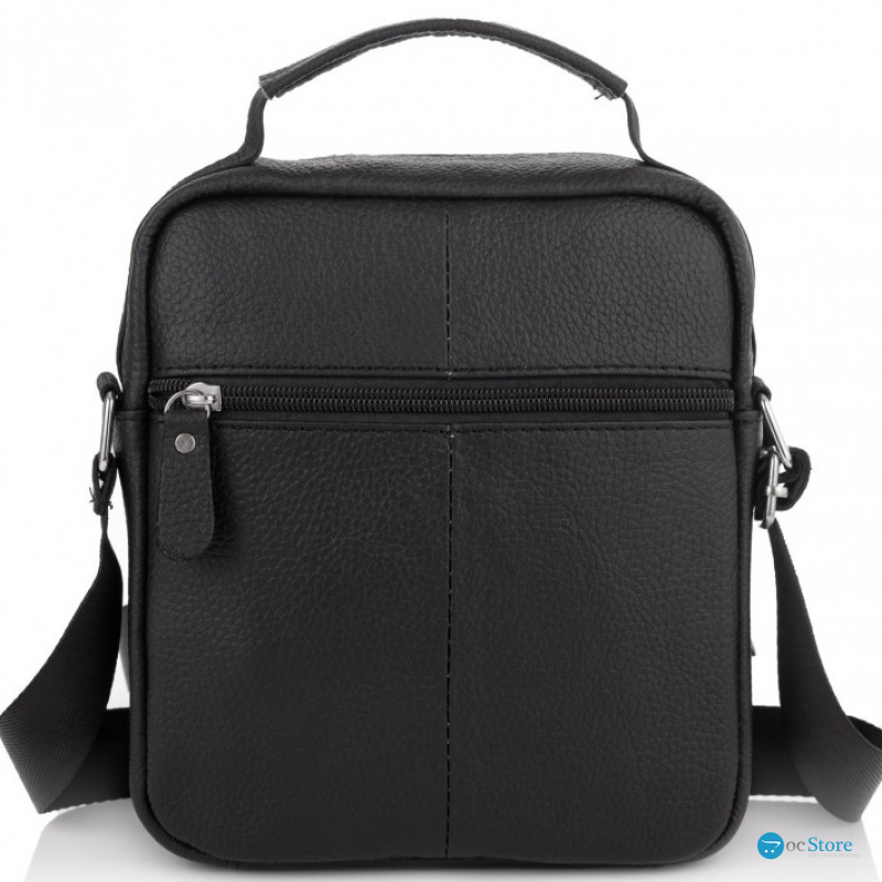 Чоловічий шкіряний месенджер 18x22x8, сумка планшет через плече Tiding Bag A25F-1519A чорний