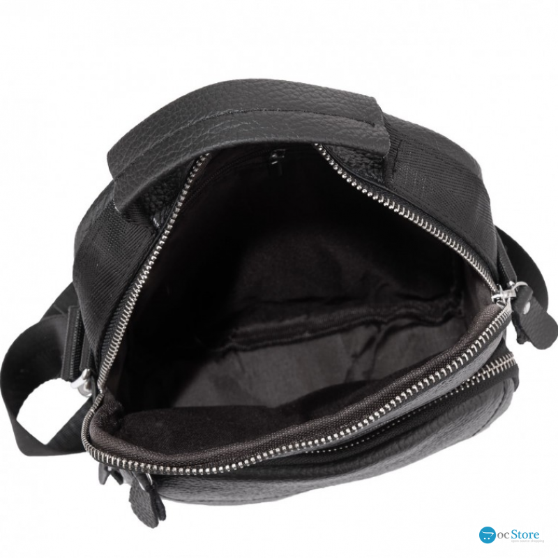 Чоловічий шкіряний месенджер 18x22x8, сумка планшет через плече Tiding Bag A25F-1519A чорний