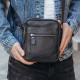 Чоловіча шкіряна сумка планшет 18х21х7, барсетка через плече Tiding Bag LA3314-1BL чорна